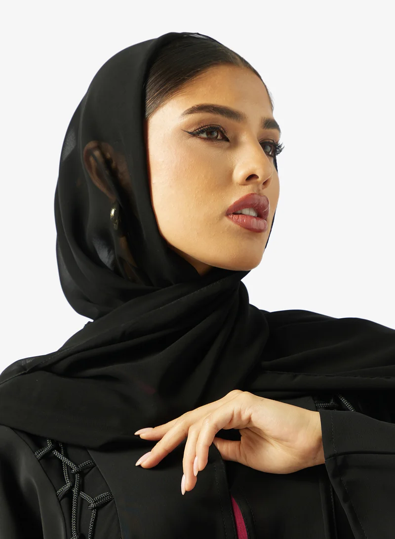 hayas closet  Asymmetric Front Crossover Loops Abaya for Women | Best Price UAE